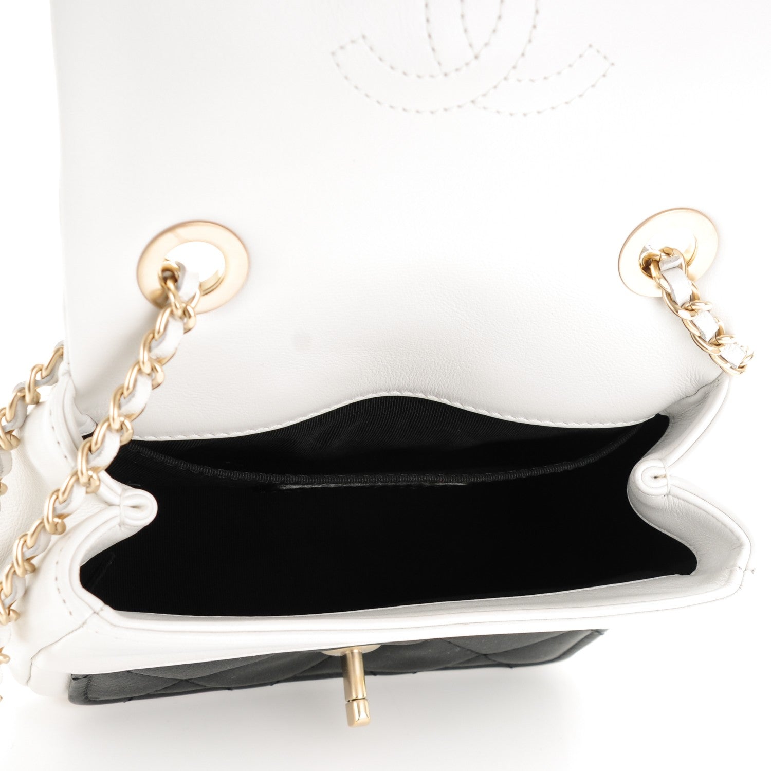 Chanel Lambskin Quilted Graphic Mini Flap Bag Black White 5 of 7