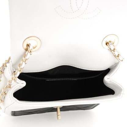 Chanel Lambskin Quilted Graphic Mini Flap Bag Black White 5 of 7