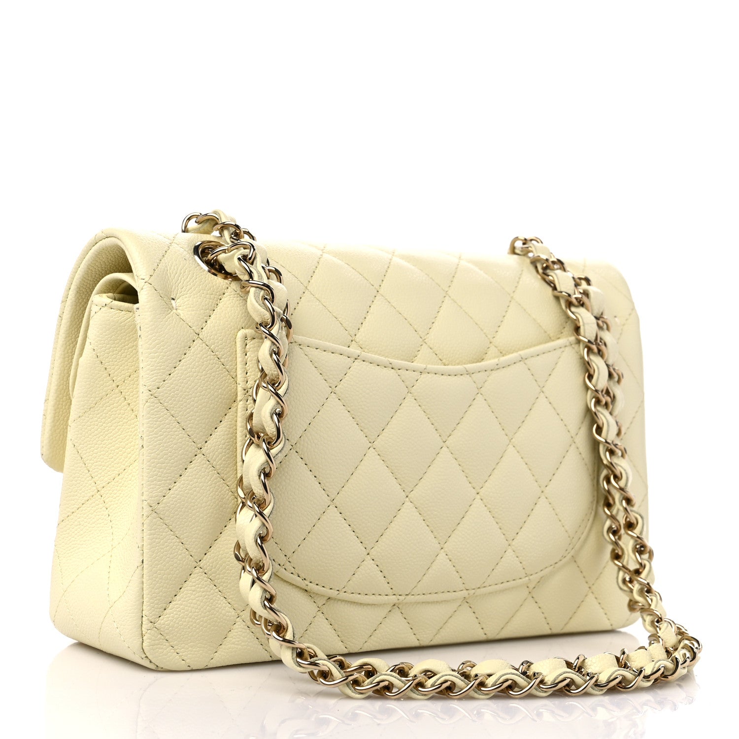 Chanel Caviar Quilted Small Double Flap Light Yellow 3 of 9