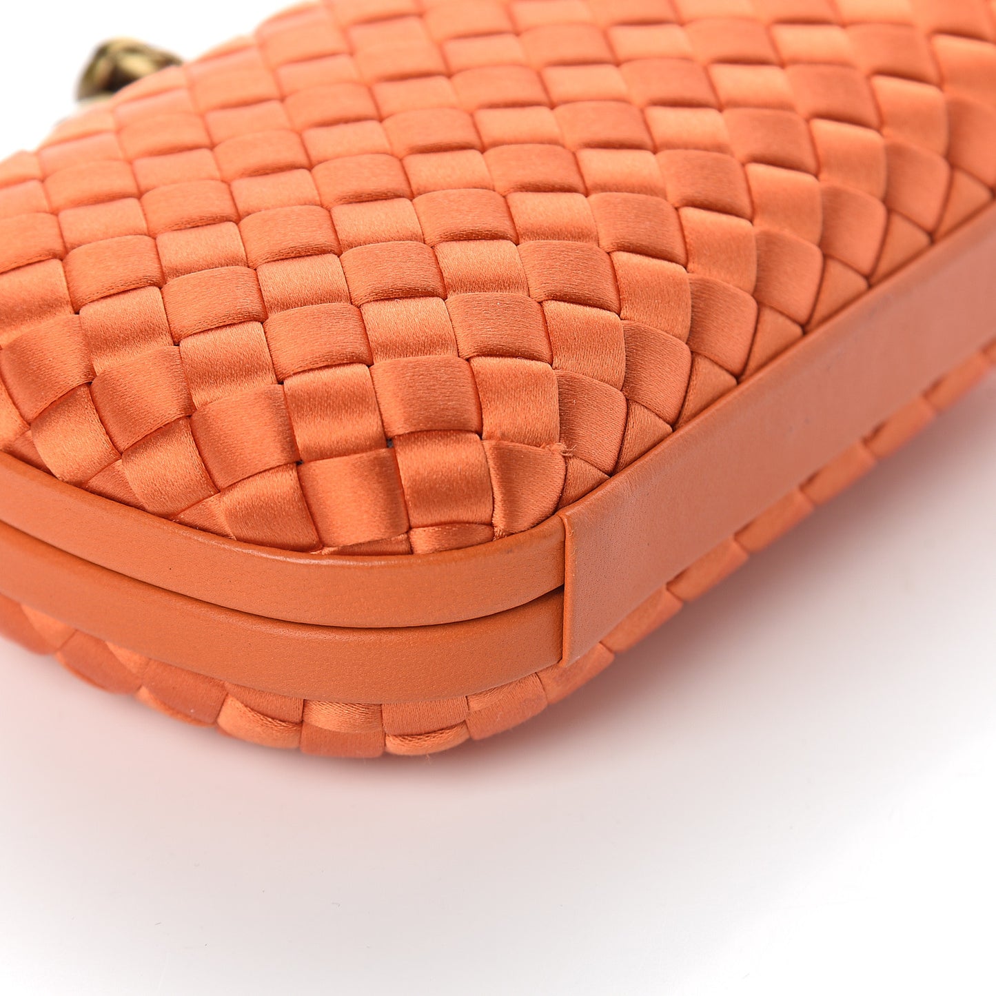 Satin Intreccio Knot Clutch Orange