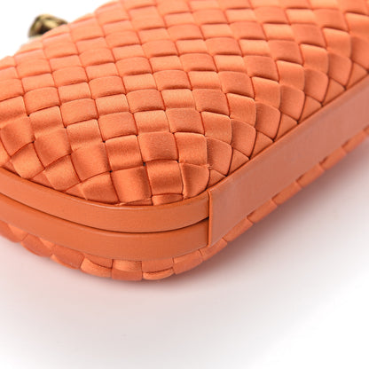 Bottega Veneta Satin Intreccio Knot Clutch Orange 6 of 7