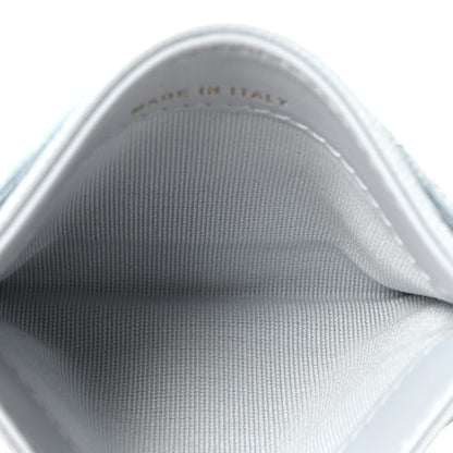 Chanel Caviar Quilted Crystal CC Logo Card Holder Light Blue 5 of 9