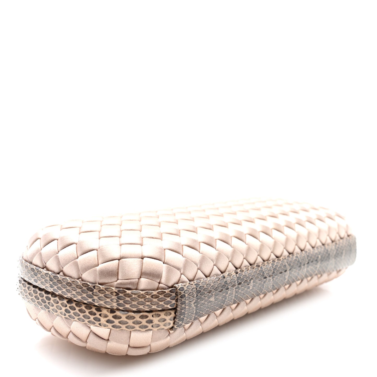 Satin Ayers Intrecciato Stretch Knot Clutch Nude