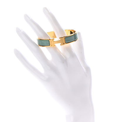 Hermes Enamel Narrow Clic Clac H Bracelet PM Vert Aqua 2 of 5