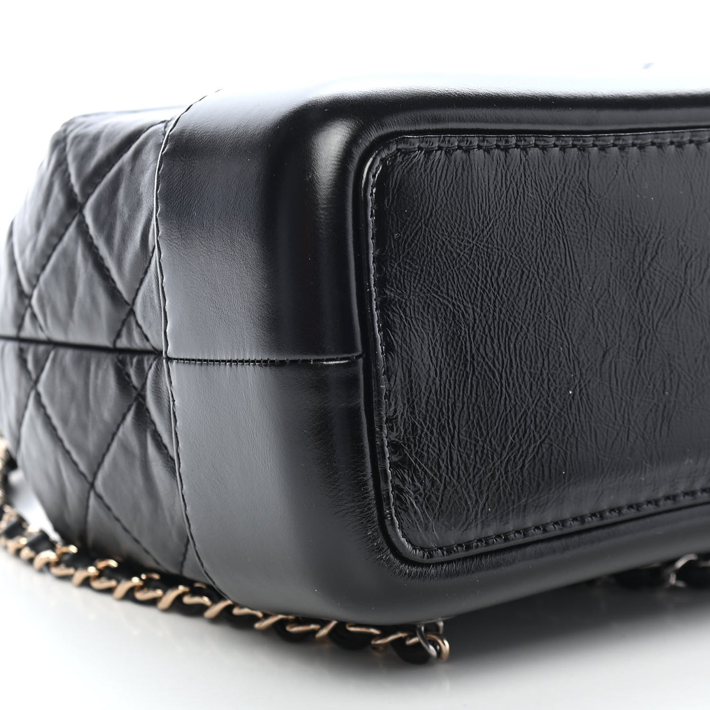 Aged Calfskin Quilted Small Gabrielle Backpack Black