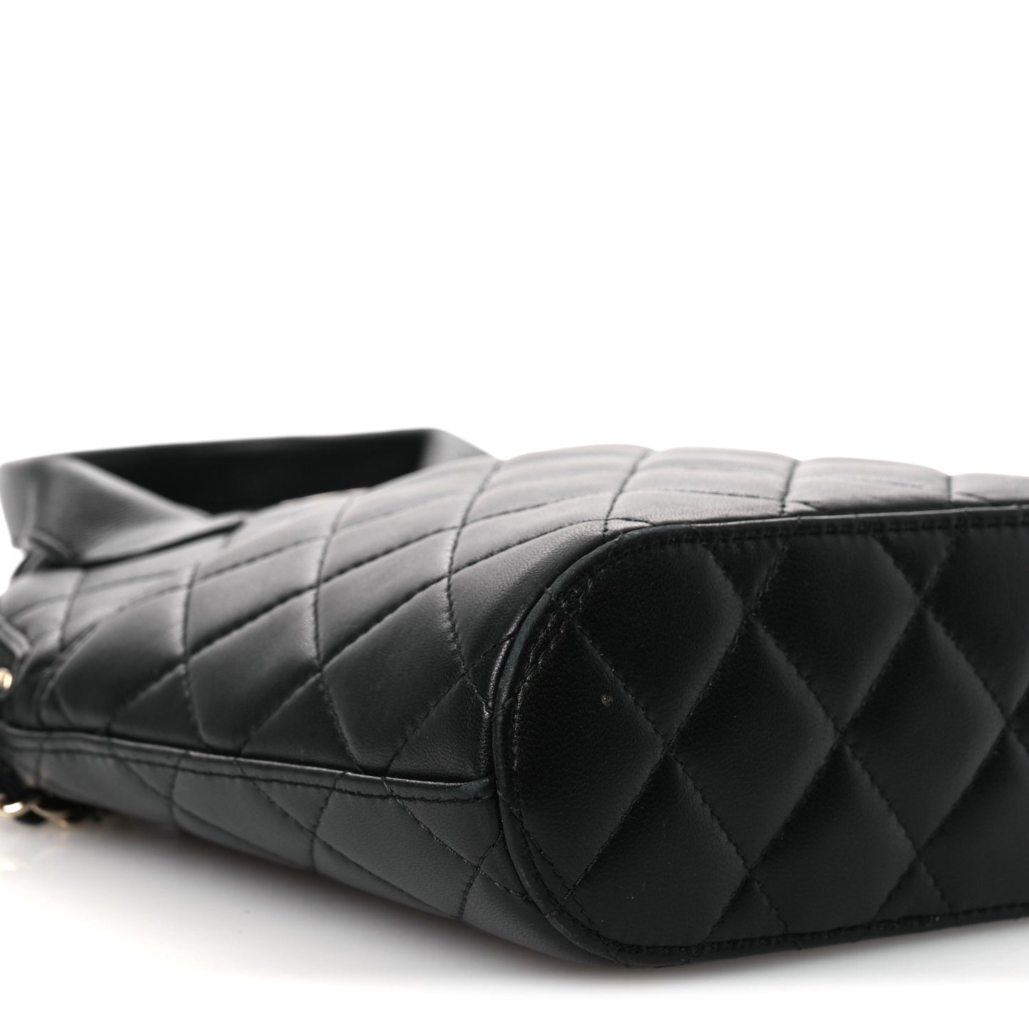 Caviar Quilted Top Handle Clutch With Chain Black
