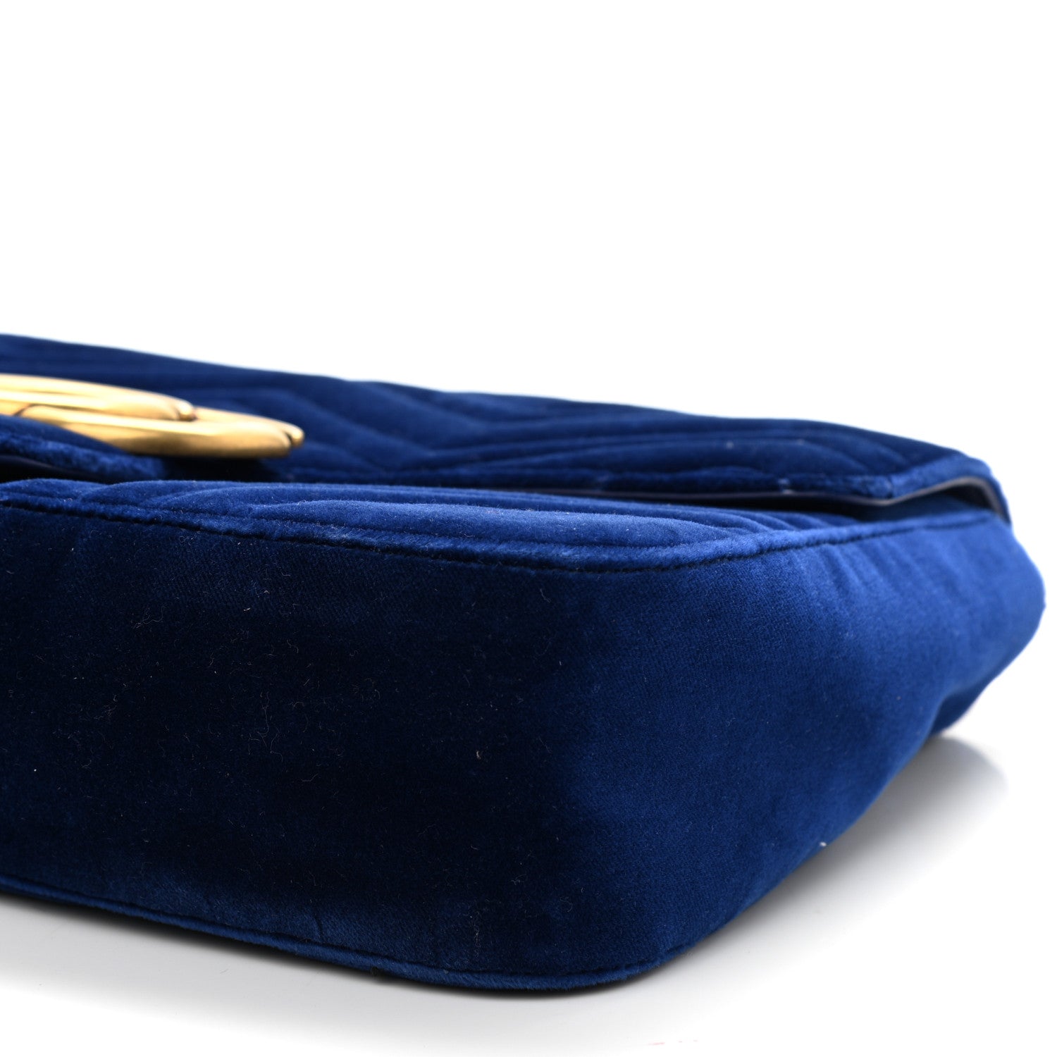 Gucci Velvet Matelasse Medium GG Marmont Shoulder Bag Cobalt Blue 12 of 14