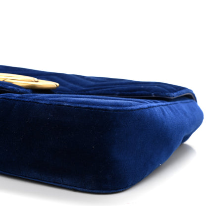 Gucci Velvet Matelasse Medium GG Marmont Shoulder Bag Cobalt Blue 12 of 14
