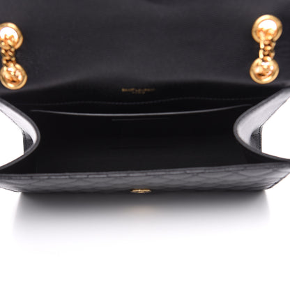 Saint Laurent Grain De Poudre Textured Mixed Matelasse Triquilt Medium Monogram Satchel Black 5 of 9