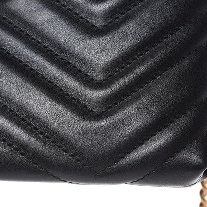 Gucci Calfskin Matelasse Mini GG Marmont Chain Bag Black 9 of 13