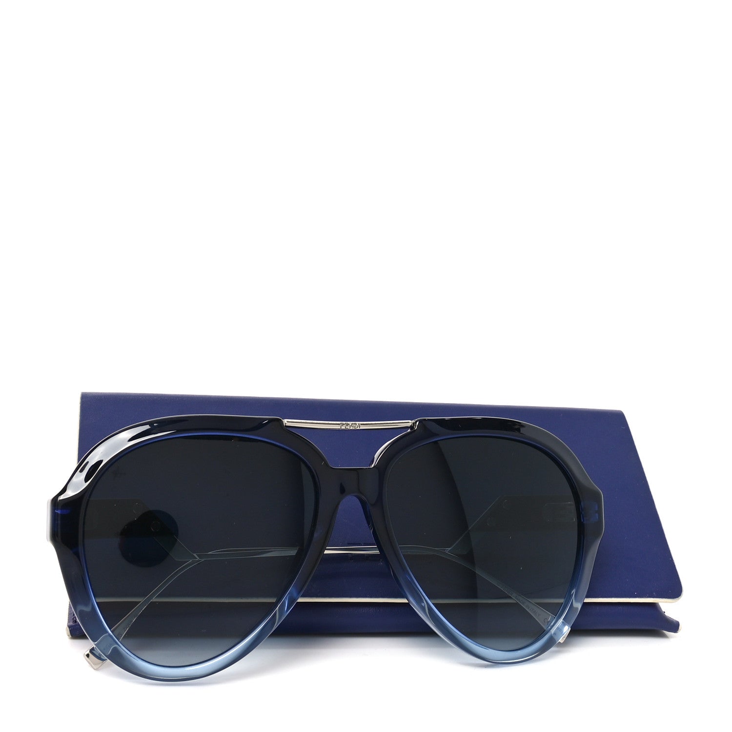 Fendi Metal Acetate Aviator Sunglasses FF 0322 Blue Silver 7 of 7