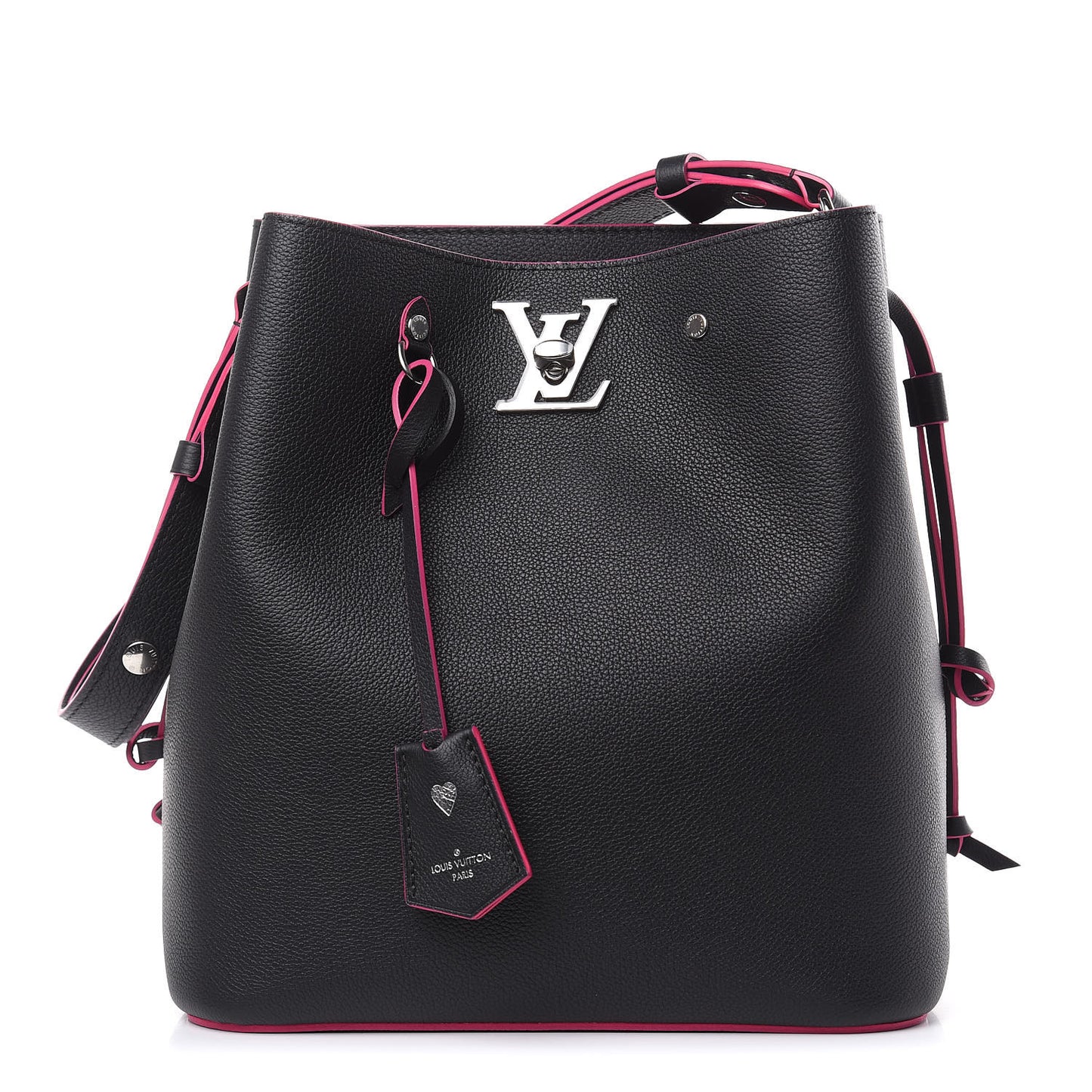 Calfskin Lockme Bucket Black