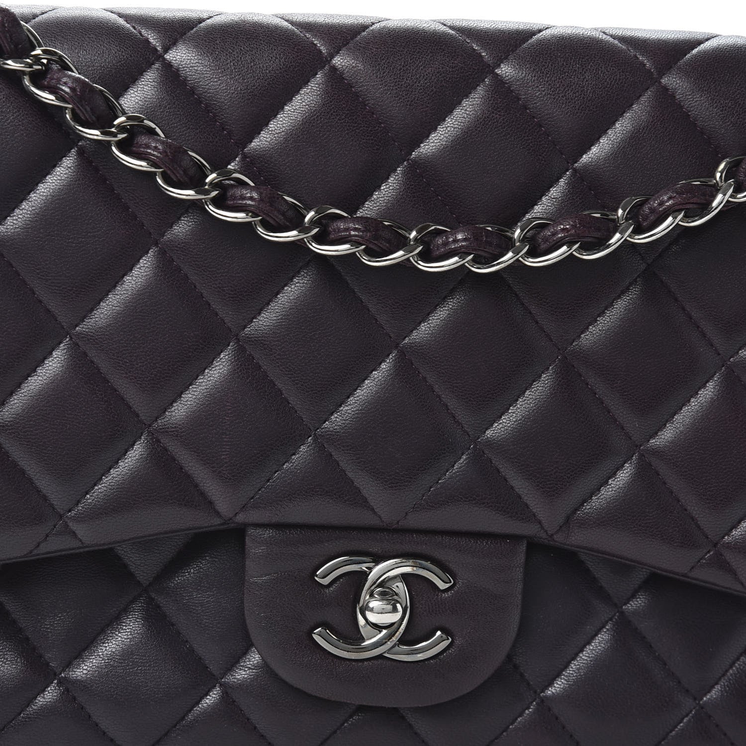 Chanel Lambskin Quilted Jumbo Double Flap Purple 9 of 9