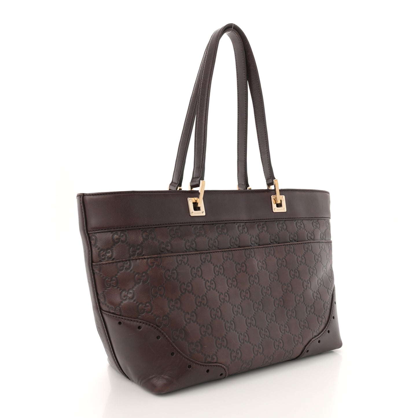 Guccissima Large Punch Tote Chocolate Brown