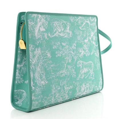 Christian Dior Canvas Embroidered Dioriviera 30 Montaigne Toile De Jouy Dea Pouch Aquamaria 3 of 7