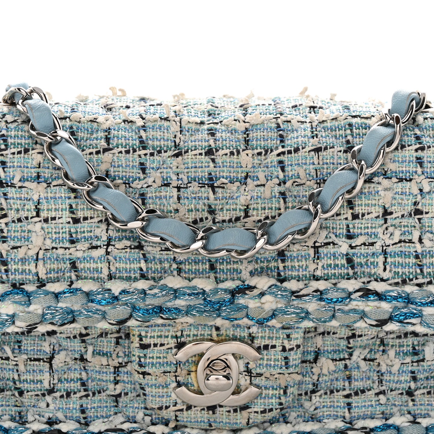 Chanel Tweed Braid Mini Flap Blue White Navy 8 of 12
