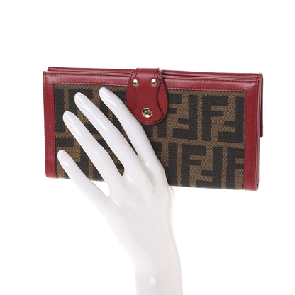 Fendi Zucca Continental Wallet Tobacco Rosso 2 of 9