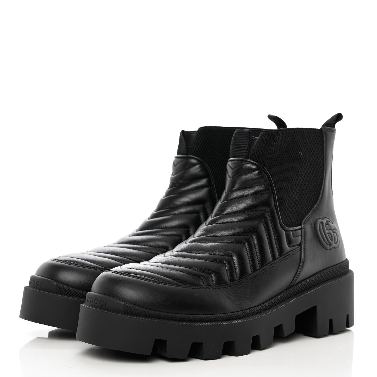 Gucci Calfskin Nappa Matelasse Frances Chelsea Boots 40 Black 6 of 16