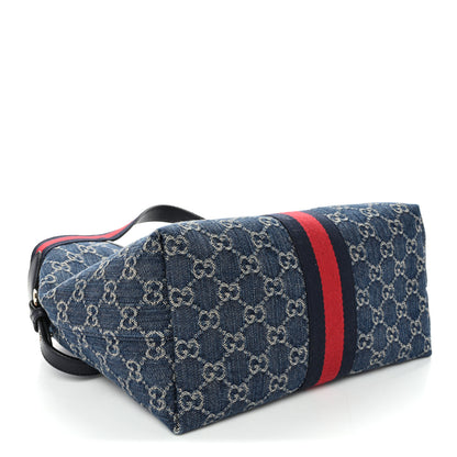 Gucci Denim GG Monogram Web Small Giglio Tote Blue White 5 of 10