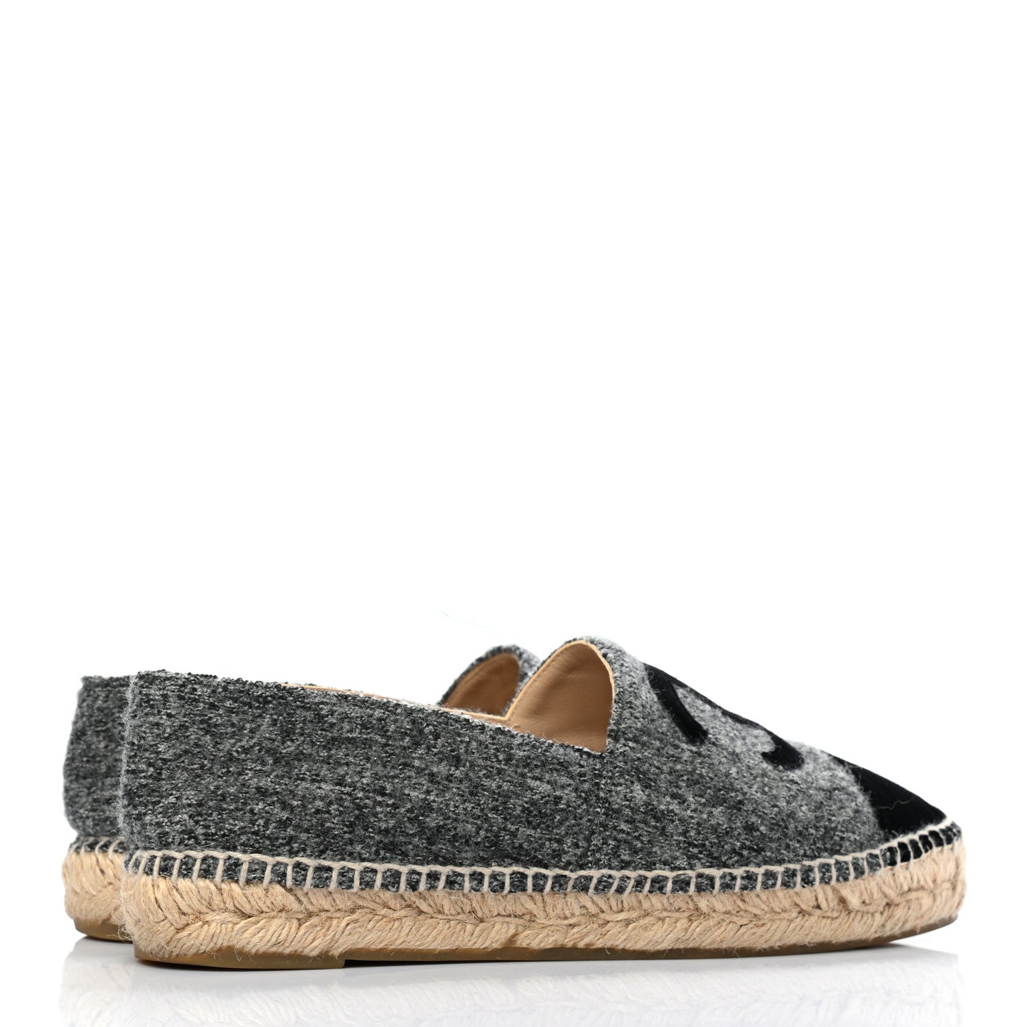 Chanel Tweed Velvet CC Espadrilles 38 Grey Black 4 of 9