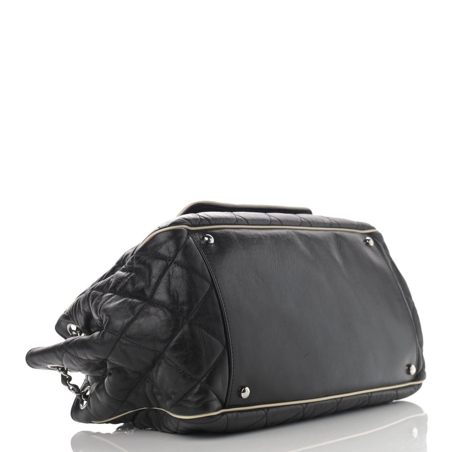 Lambskin Quilted East West Accordion Flap Black