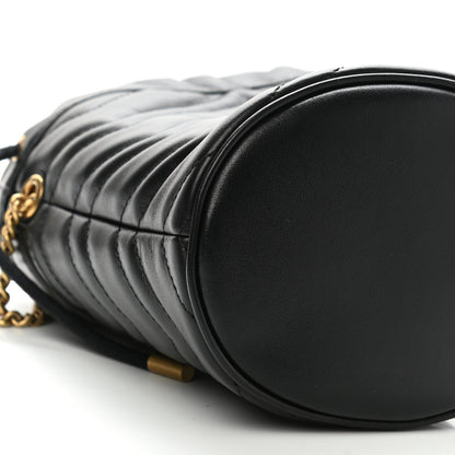 Gucci Calfskin Matelasse Mini GG Marmont 2.0 Bucket Bag Black 9 of 11