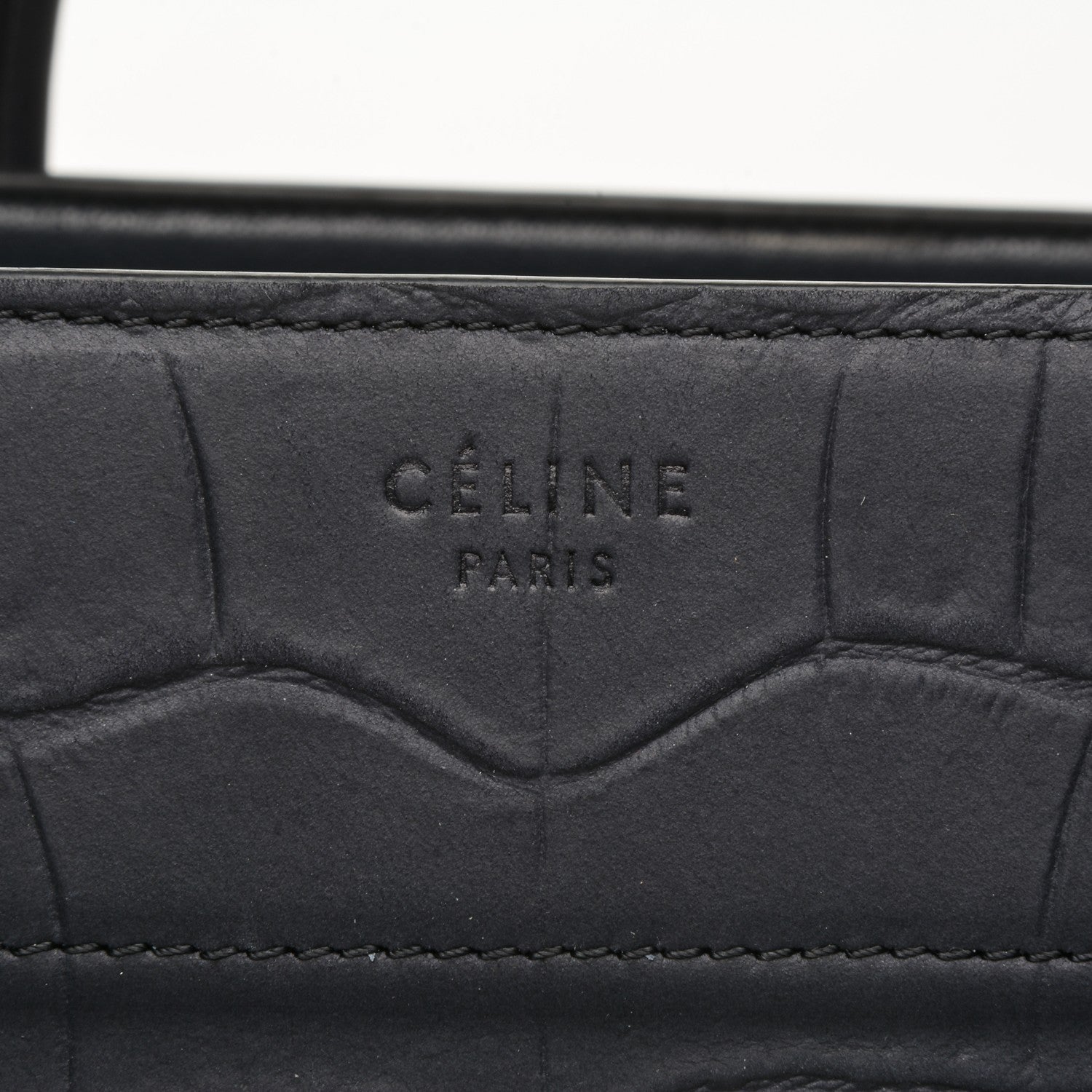 Celine Crocodile Embossed Nubuck Medium Phantom Luggage Navy Blue 6 of 7