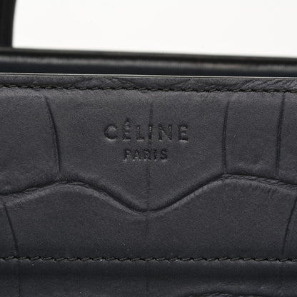 Celine Crocodile Embossed Nubuck Medium Phantom Luggage Navy Blue 6 of 7