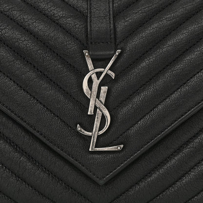 Saint Laurent Sheepskin Matelasse Chevron Monogram Medium College Bag Black 10 of 12