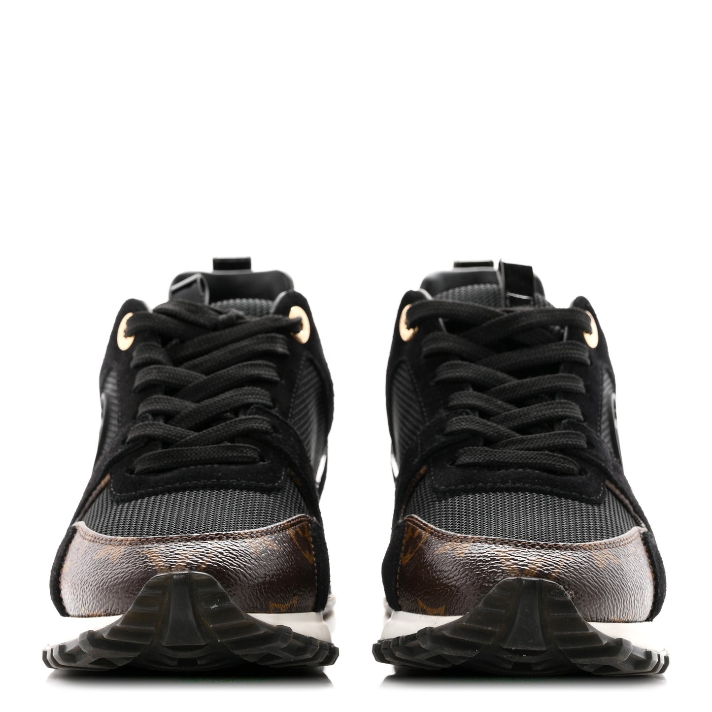 Suede Monogram Run Away Sneakers 35 Black