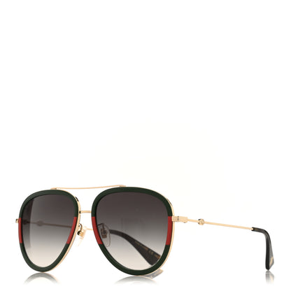 Gucci Web Aviator Sunglasses GG0062S Green Red 1 of 7