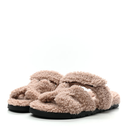 Hermes Woolskin Womens Chypre Sandals 36.5 Bois De Santal 3 of 8
