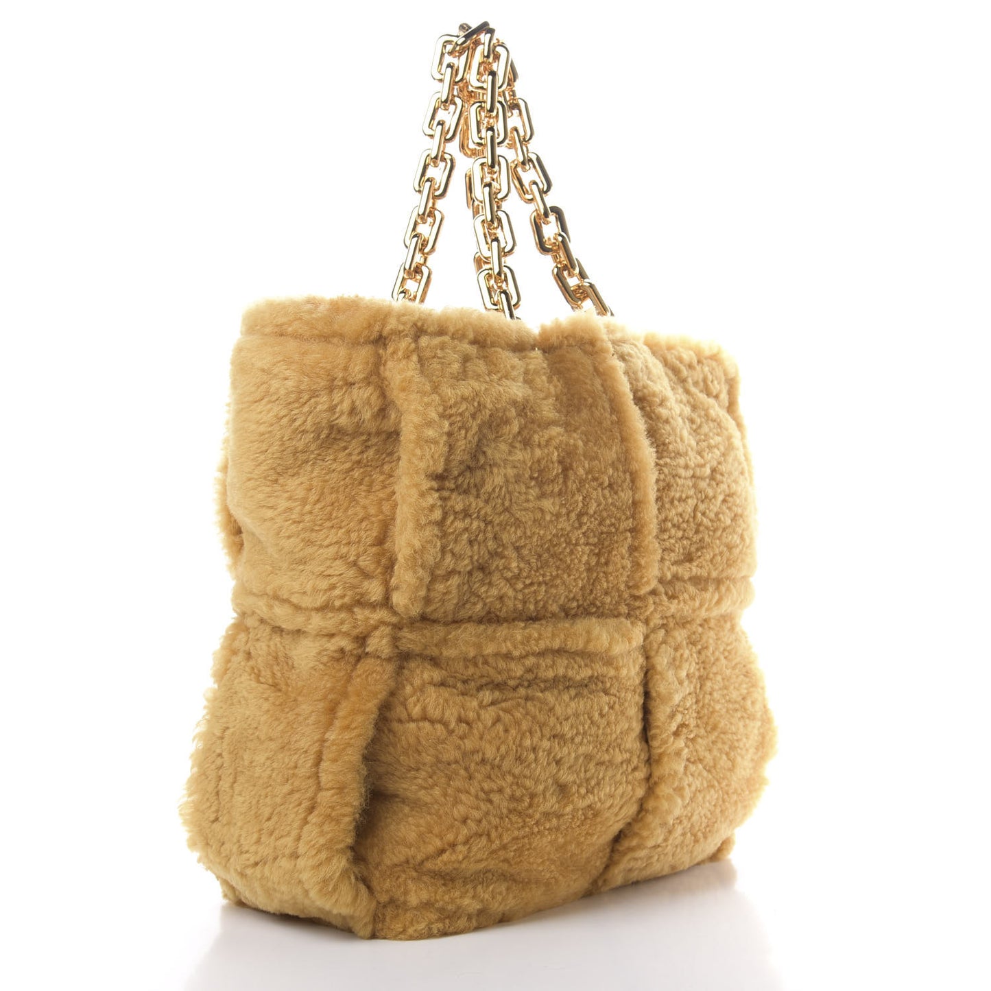 Shearling Intrecciato The Chain Tote Curry
