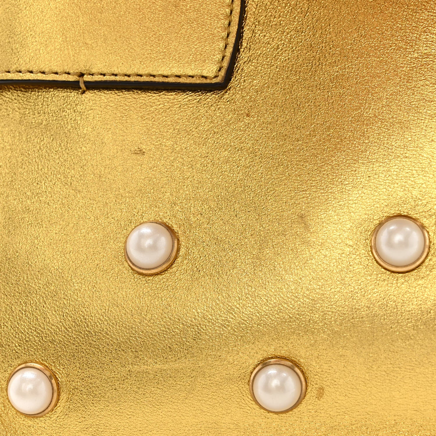 Gucci Metallic Nappa Pearl Studded Mini Queen Margaret Broadway Shoulder Bag Gold 12 of 16
