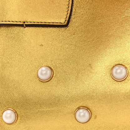 Gucci Metallic Nappa Pearl Studded Mini Queen Margaret Broadway Shoulder Bag Gold 12 of 16