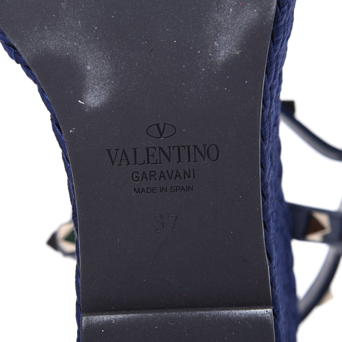 Calfskin Rockstud Torchon Espadrille Wedge Sandals 37 Pure Blue