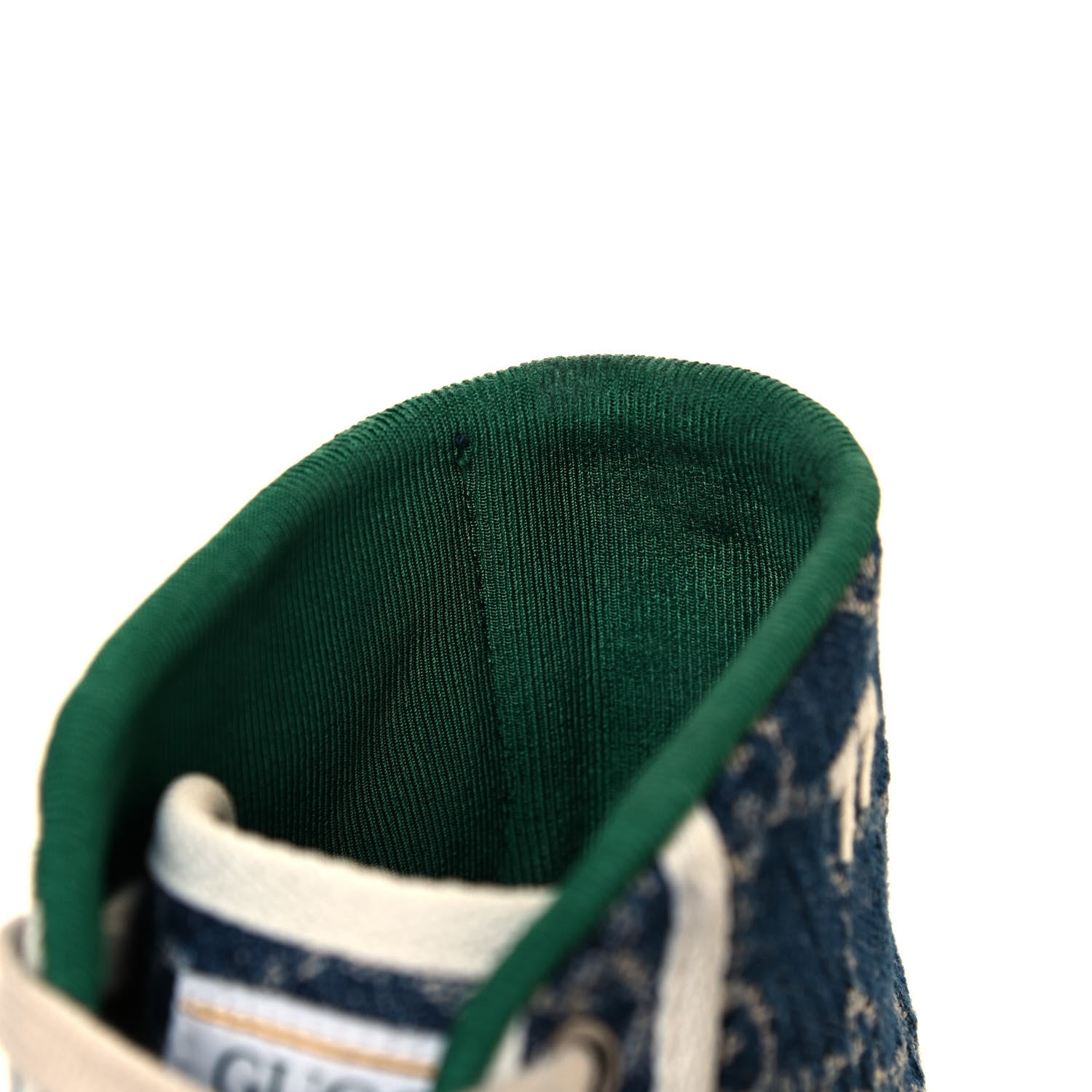 Gucci New Denim GG Monogram Web Womens 1977 Tennis High Top Sneakers 37.5 Blue Tea Mystic White 9 of 10