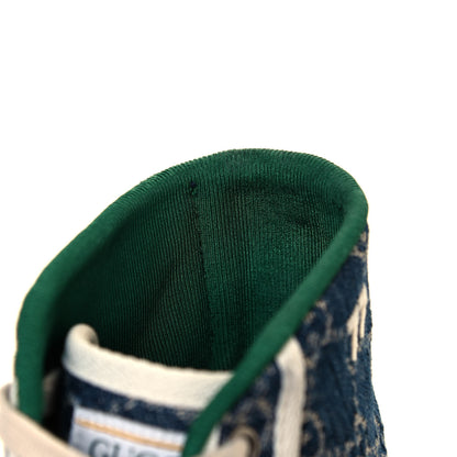 Gucci New Denim GG Monogram Web Womens 1977 Tennis High Top Sneakers 37.5 Blue Tea Mystic White 9 of 10