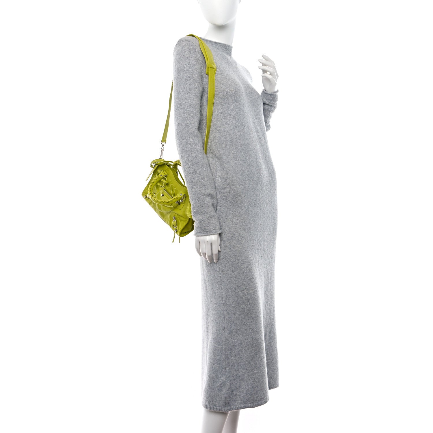 Balenciaga Agneau Classic Silver Hardware Mini City Lime 2 of 12