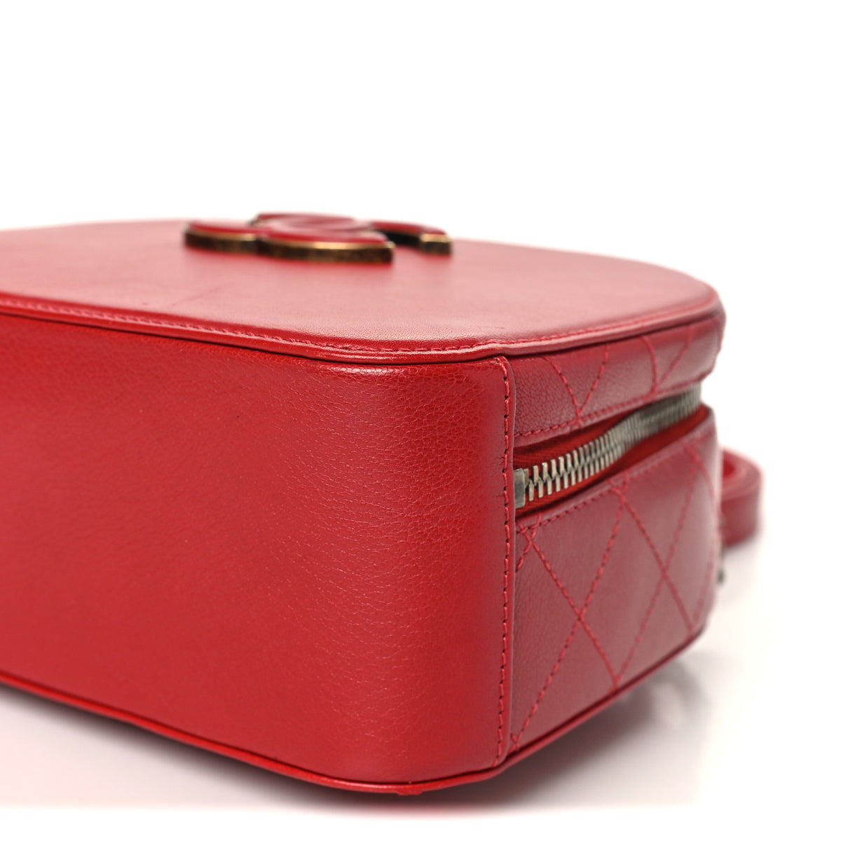 Chanel Shiny Calfskin Goatskin Quilted Small Coco Curve Vanity Red 10 of 10