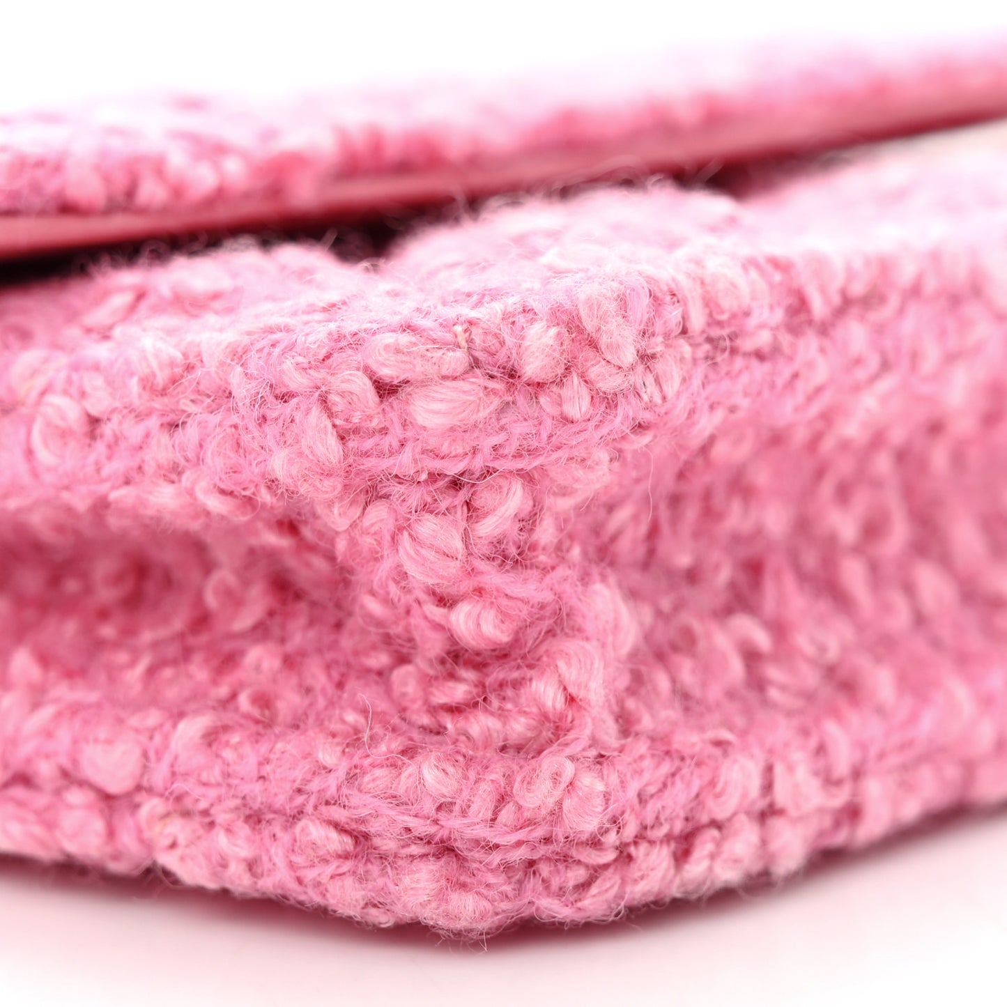 Tweed Quilted Flap Chain Waist Bag Pink