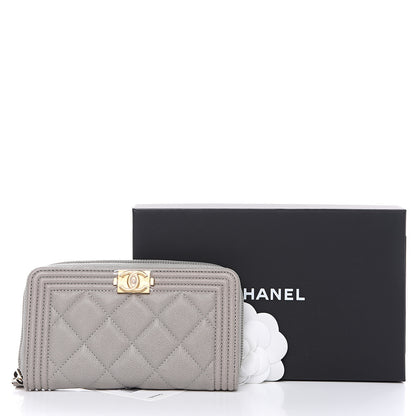 Chanel Caviar Quilted Boy Small Zip Around Wallet Grey 8 of 8