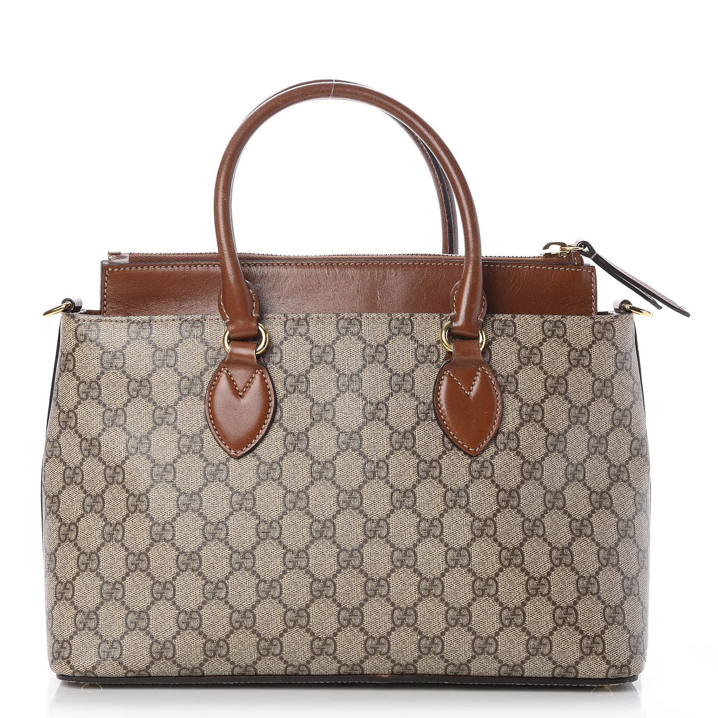 GG Supreme Monogram Small Zip Top Tote Beige Tuscany