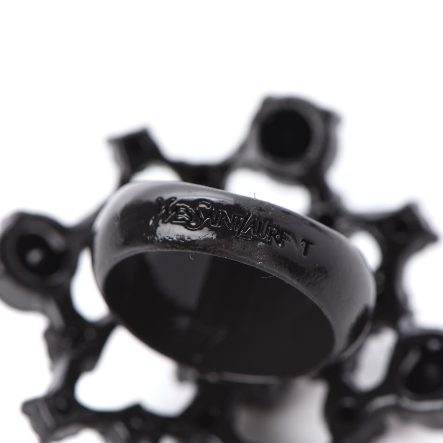 Saint Laurent Crystal Ring 7 Black 4 of 6