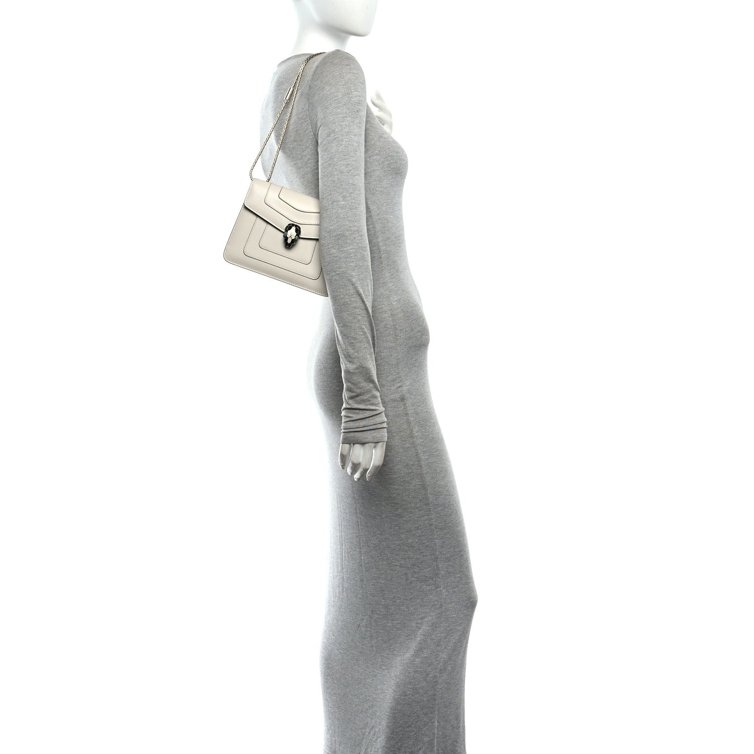 Bulgari Calfskin Small Serpenti Forever Crossbody Bag White Agate 2 of 9