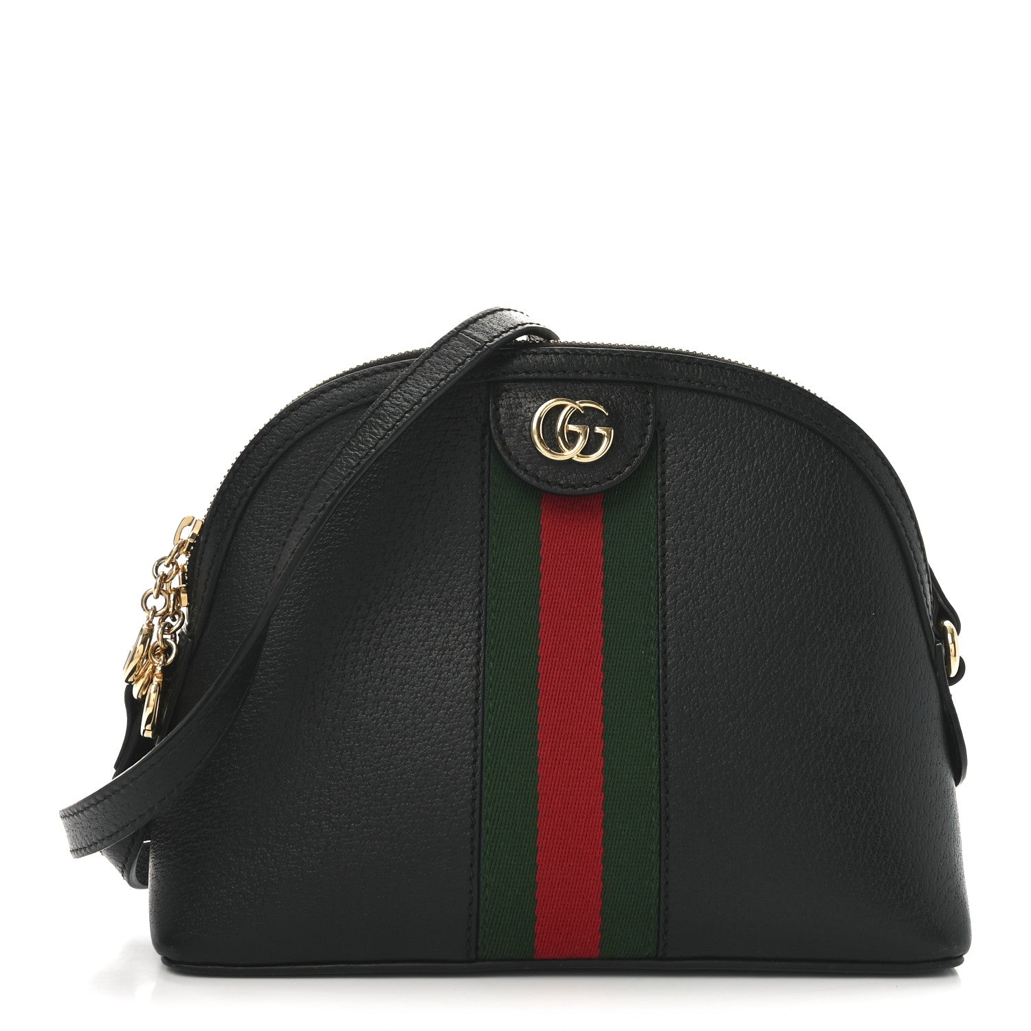 Gucci Calfskin GG Web Small Ophidia Dome Shoulder Bag Black 1 of 11