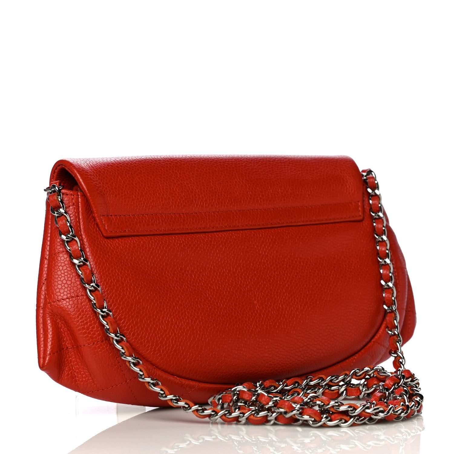 Chanel Lambskin Half Moon Wallet On Chain WOC Red 3 of 13