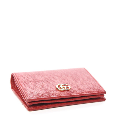 Gucci Pebbled Calfskin GG Marmont Card Case Hibiscus Red 3 of 5