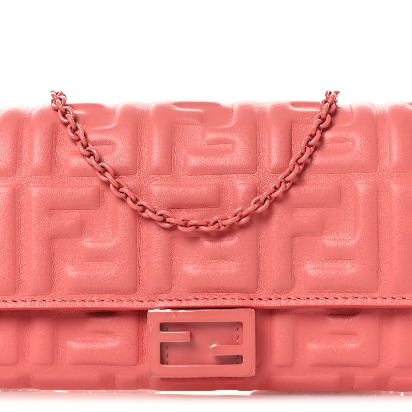 Nappa FF Embossed Continental Wallet On Chain Rosa Pesca