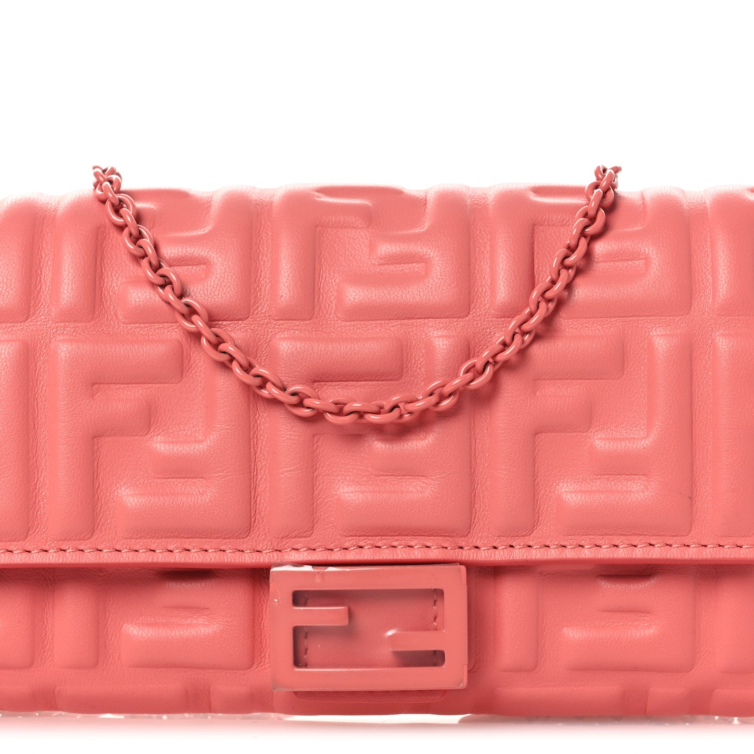 Fendi Nappa FF Embossed Continental Wallet On Chain Rosa Pesca 8 of 12